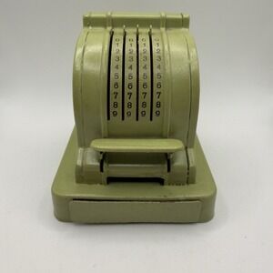 Doll Furniture Child's Vintage Cash Register Green Toy 4x4x4.5"H Hard Plastic